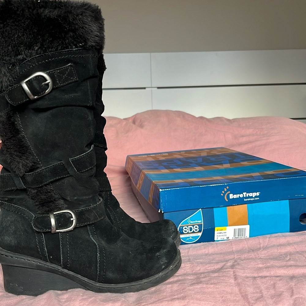 BareTraps Black Suede Boots.